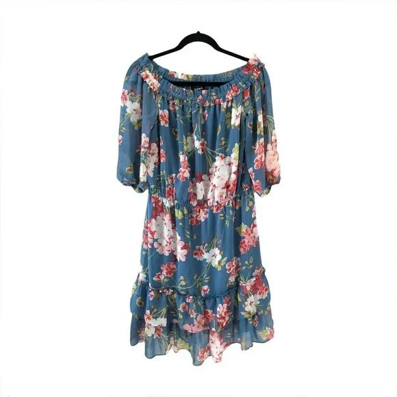 Roz & Ali Floral Print Sexy Couture Off The Shoulder Dress Size M - Picture 3 of 9